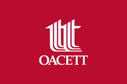 oacett logo on red background